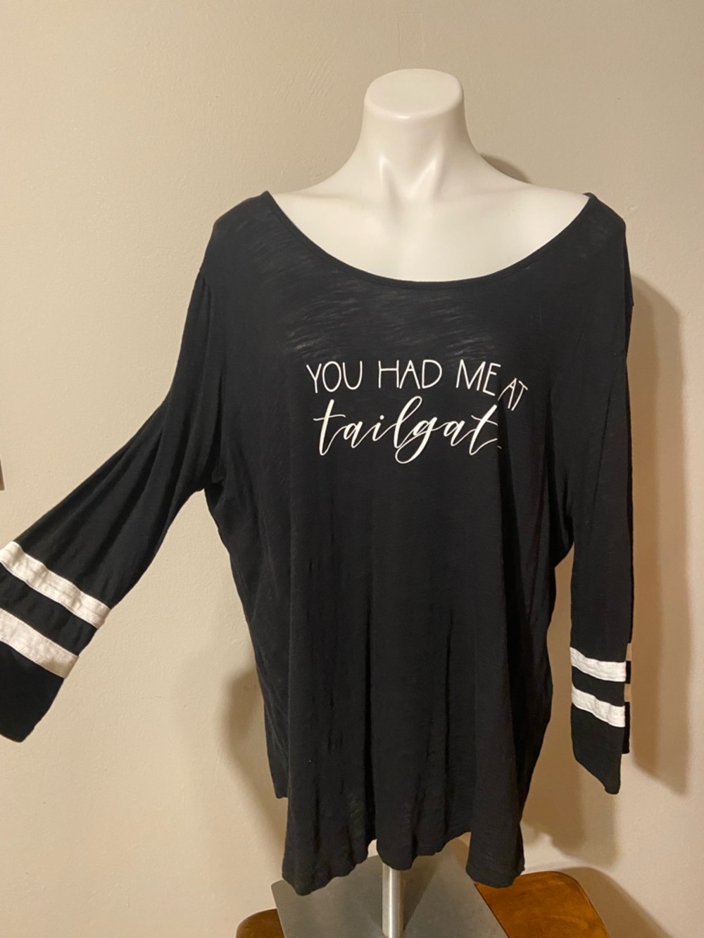 Cato Black Long Sleeve Graphic 'You Had Me at Tailgate' Top